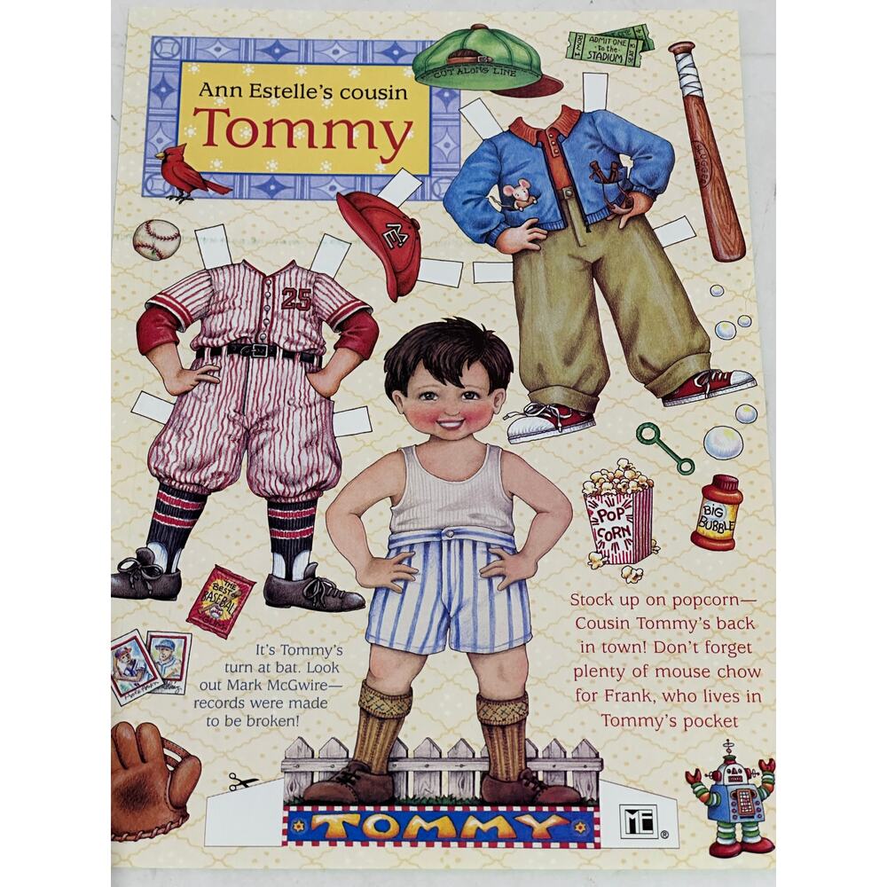 Vintage Mary Engelbreit Tommy Paper Doll Baseball Player 8x11" ~ 260401-WH 1059